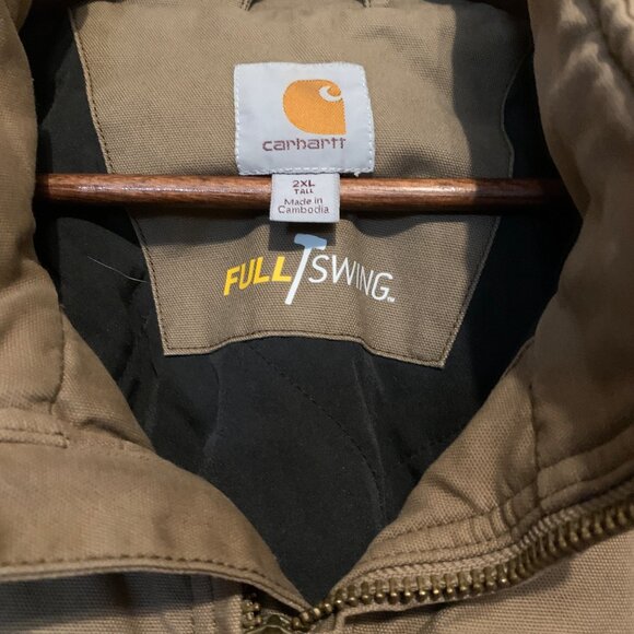 Carhartt Full Jacket Quick Duck Sz 2XL Canyon Brown Distressed Stained - Picture 4 of 16